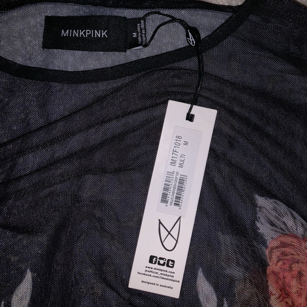 NWT Mink pink Mesh Floral Crop Top - Picture 4 of 6